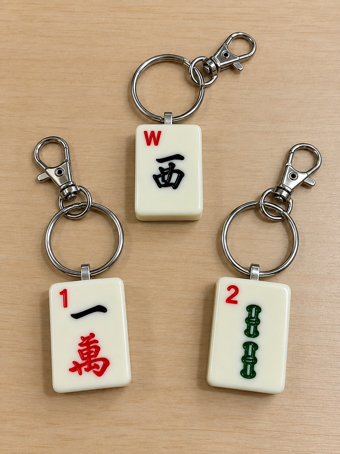 Real Mahjong Tile Keychains: Coastal Lapiz