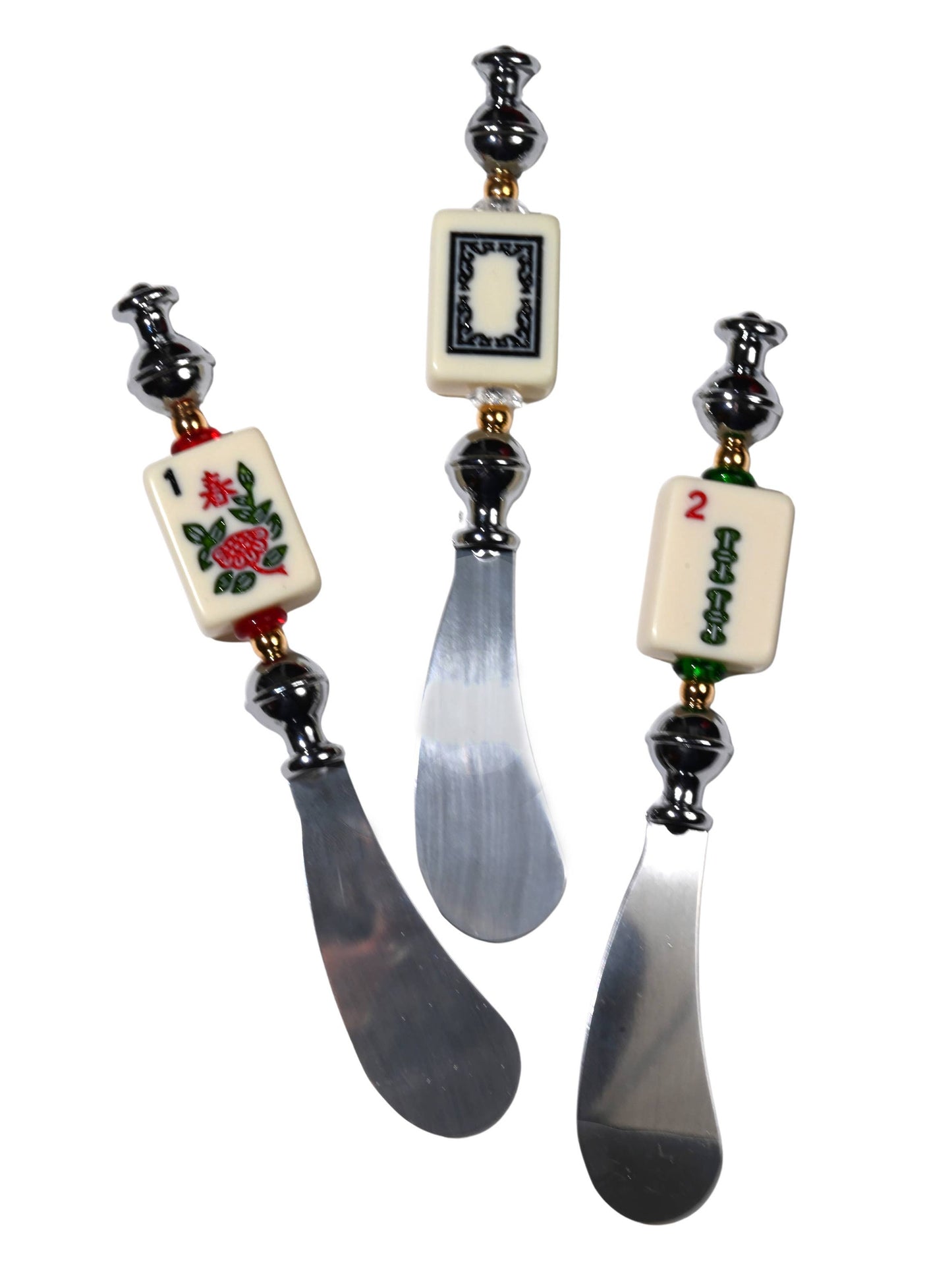 Mahjong Mah Jongg Tile Cheese Spreader with Real Tile