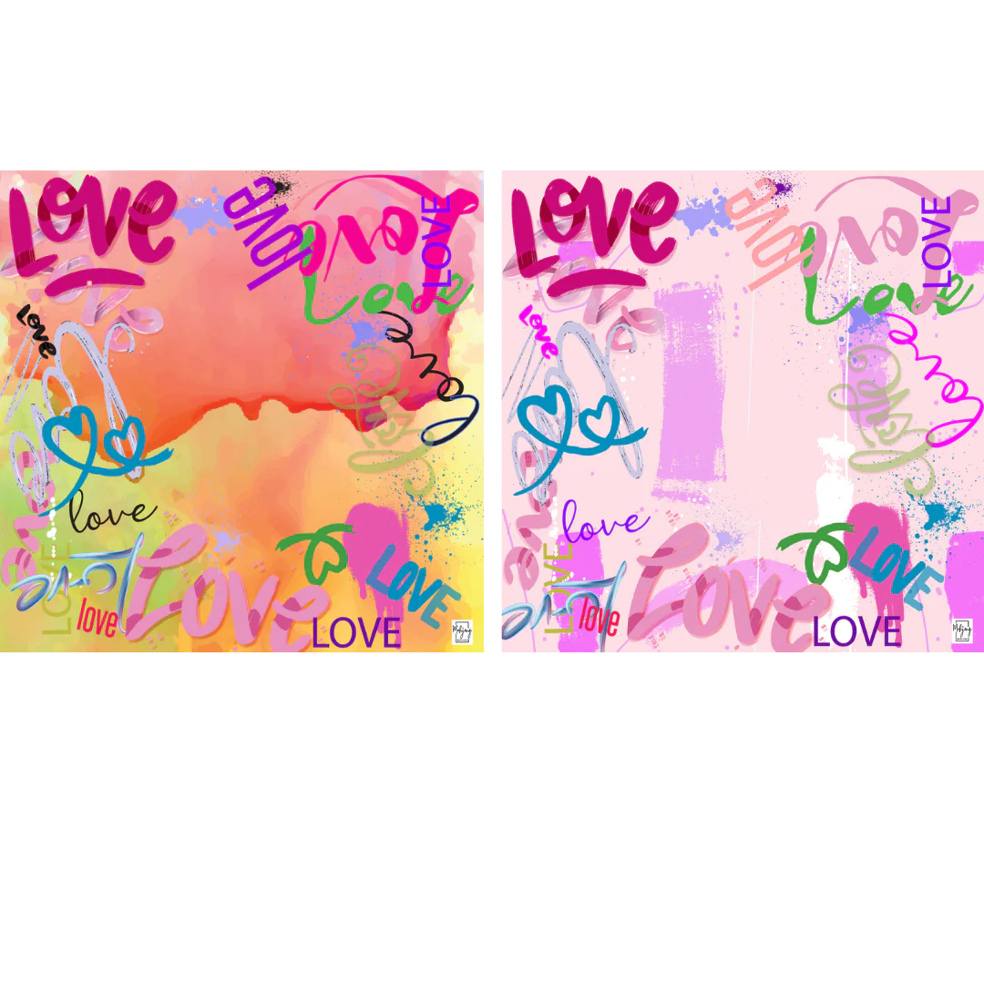 Bespoke Mahjong Double-Sided Mat Double the Fun/Love Graffiti