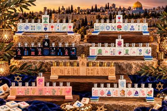 Handmade Mahjong Menorah Collection: Coastal Lapis Acrylic