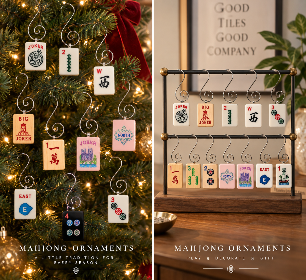 Genuine Mah Jong Tile Ornament: Cream