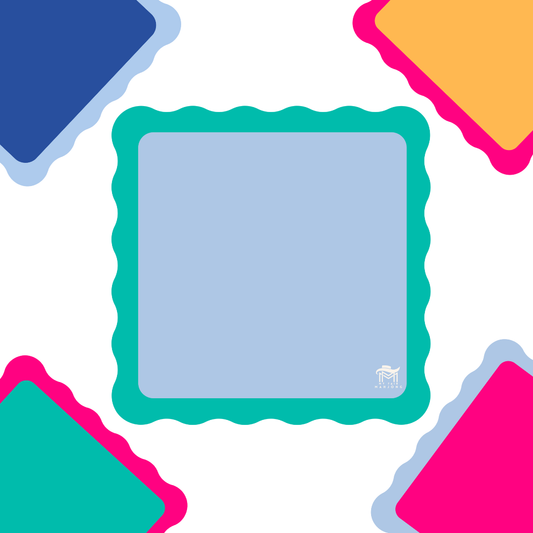 MAHJONG MAT | Color Wave | 31" x 31": Green Center- Pink Scallop