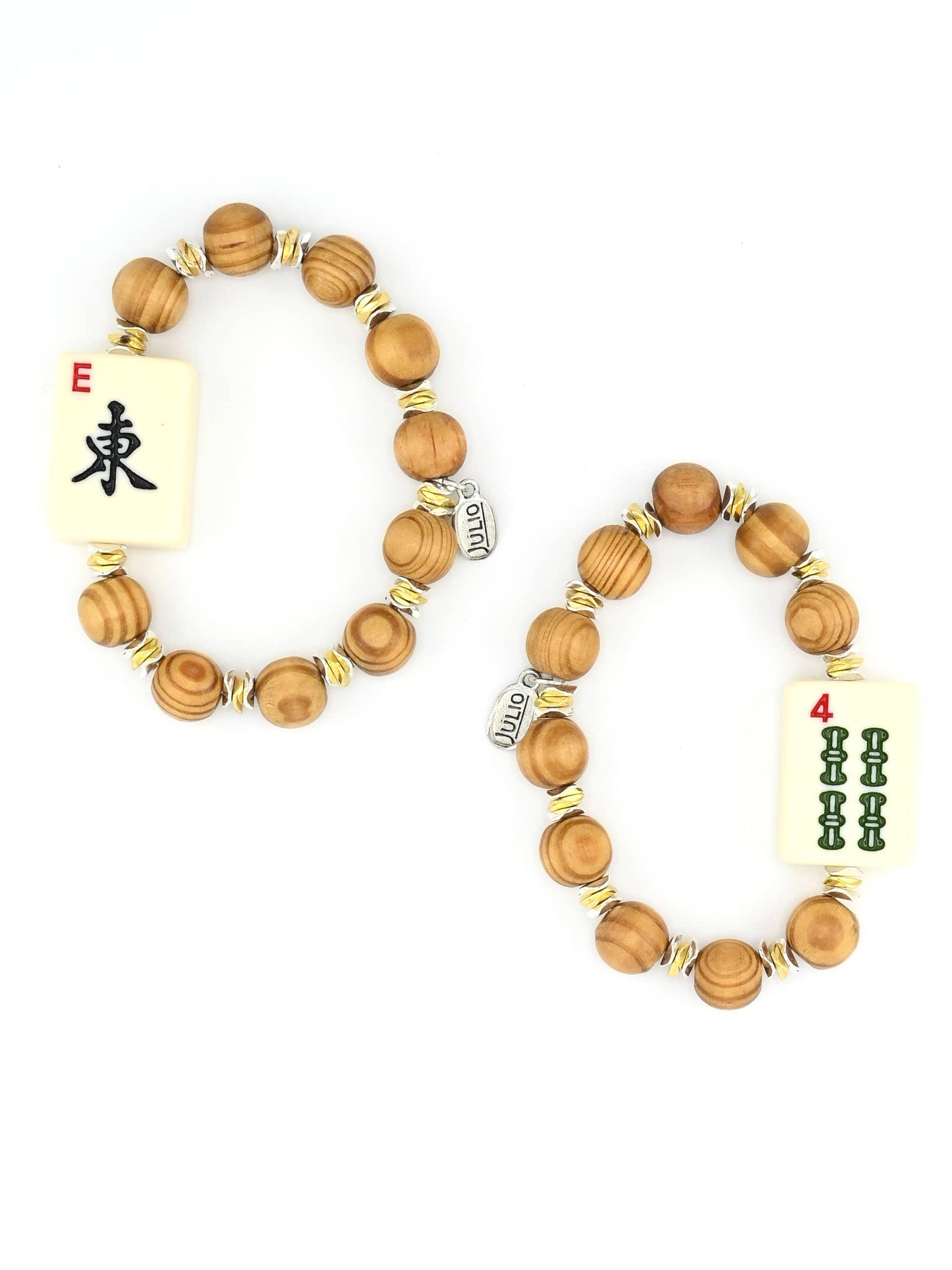 Mahjong Mah Jongg Tile Stretch Bracelet with Real Tile