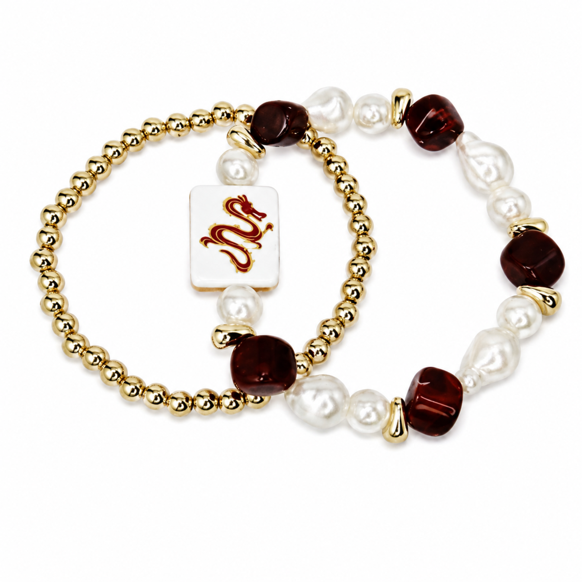 Ellison+Young Mahjong Tile Beaded Bracelet, 2-Piece Set: Midnight Joker