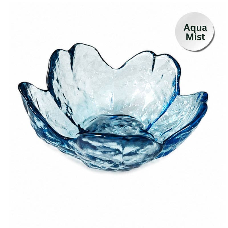 Glass Flower Dice Holder for Mahjong – Mahjong Accessory : Aqua Mist