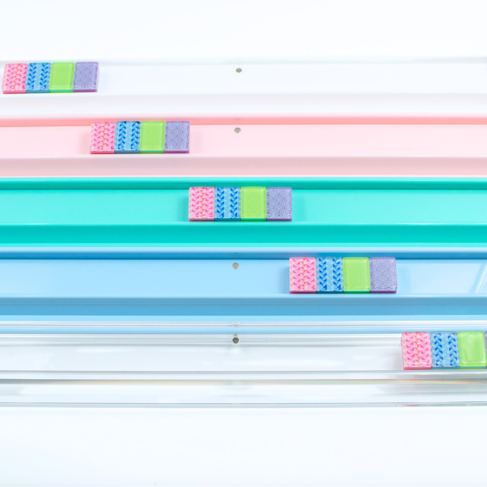 MAHJONG RACKS | Premium Acrylic | 4 Racks + 4 Pushers: Solid Macaron Green