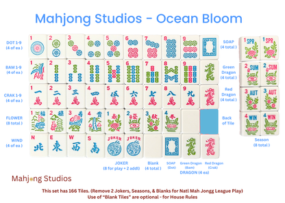 Mahjong Studios – American Mahjong Tile Set Ocean Bloom