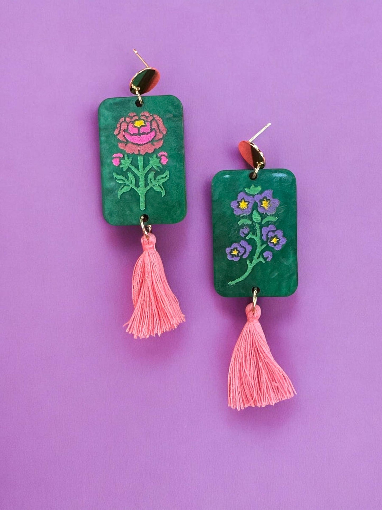 Mahjong Jade Dangle Earrings