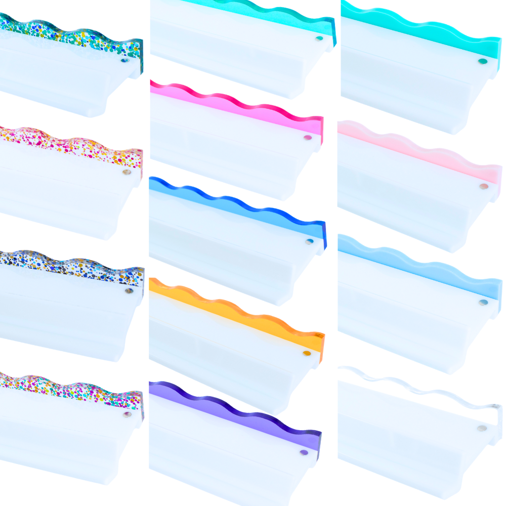 MAHJONG RACK PUSHER ADD ON-MAGNETIC | Premium Acrylic Set(4): Solid-Wavy-Macaron Pink