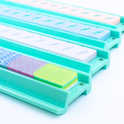 MAHJONG RACKS | Premium Acrylic | 4 Racks + 4 Pushers: Solid Indigo Blue