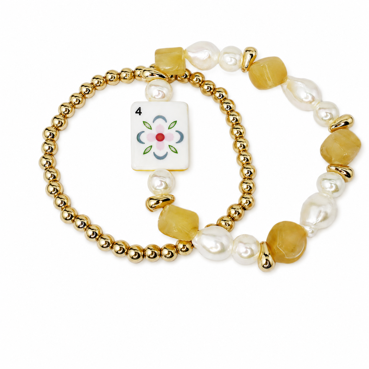 Ellison+Young Mahjong Tile Beaded Bracelet, 2-Piece Set: Midnight Joker