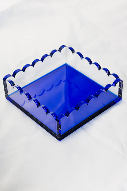 Cocktail Napkin Holder, Scalloped/Indigo