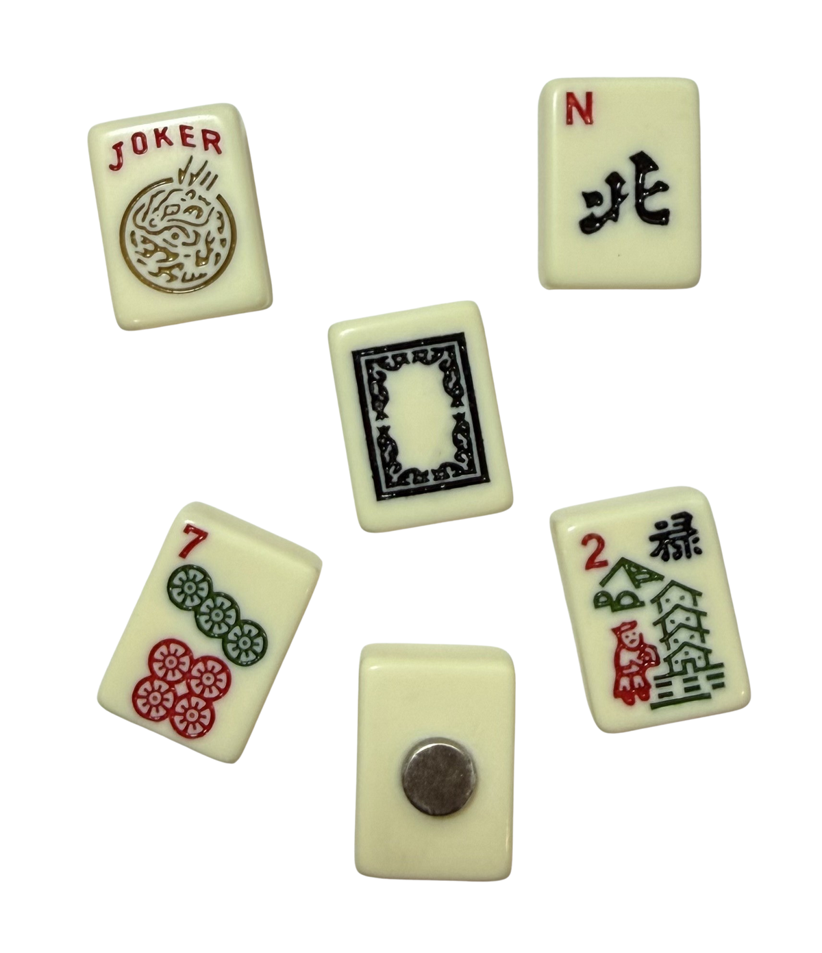 Mahjong Mah Jongg Set of Two Magnets with Real Tiles