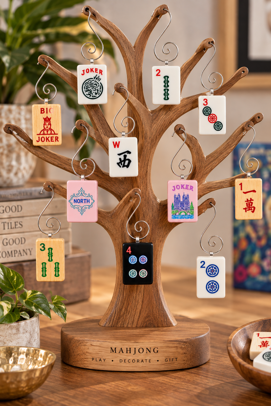Genuine Mah Jong Tile Ornament: Cream