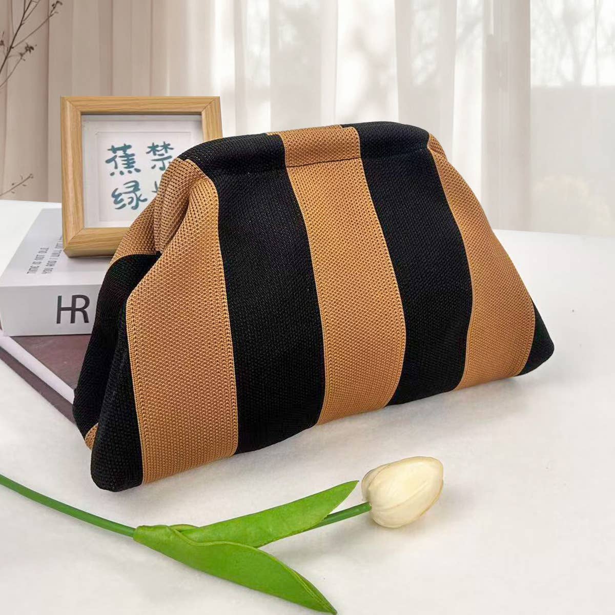 Woodland Color-block Striped Knit Tile Clutch in Various colors