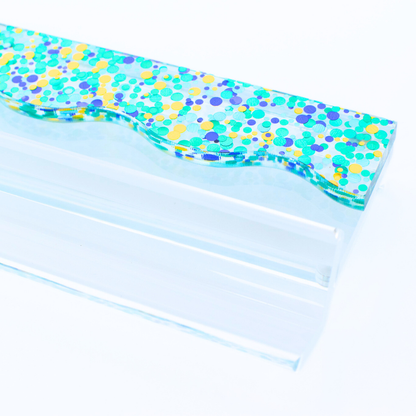 MAHJONG RACK PUSHER ADD ON-MAGNETIC | Premium Acrylic Set(4): Solid-Wavy-Macaron Blue