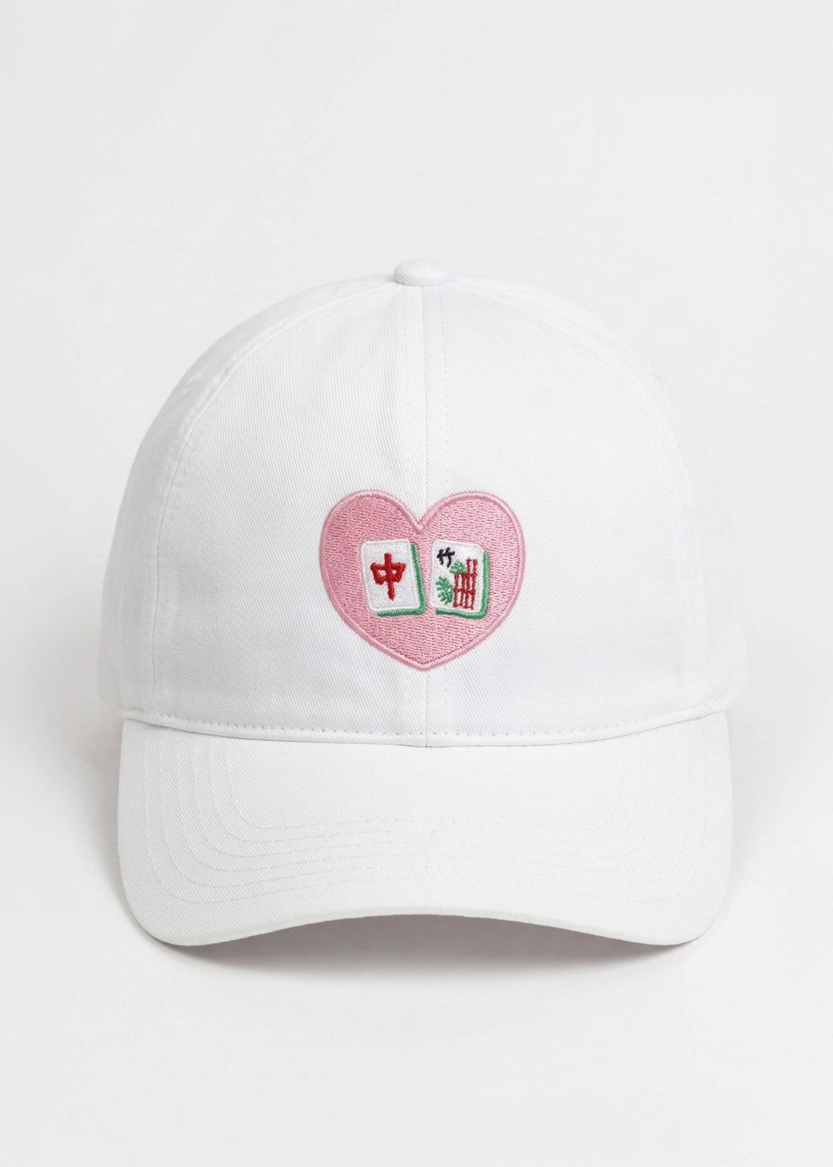 MAHJONG Heart Tiles Embroidered Baseball Cap: Sage