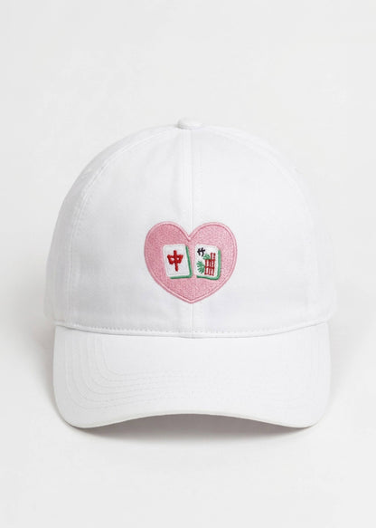 MAHJONG Heart Tiles Embroidered Baseball Cap: Black