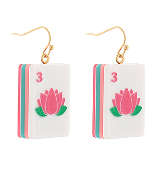 Mahjong Tile Earrings - Flower