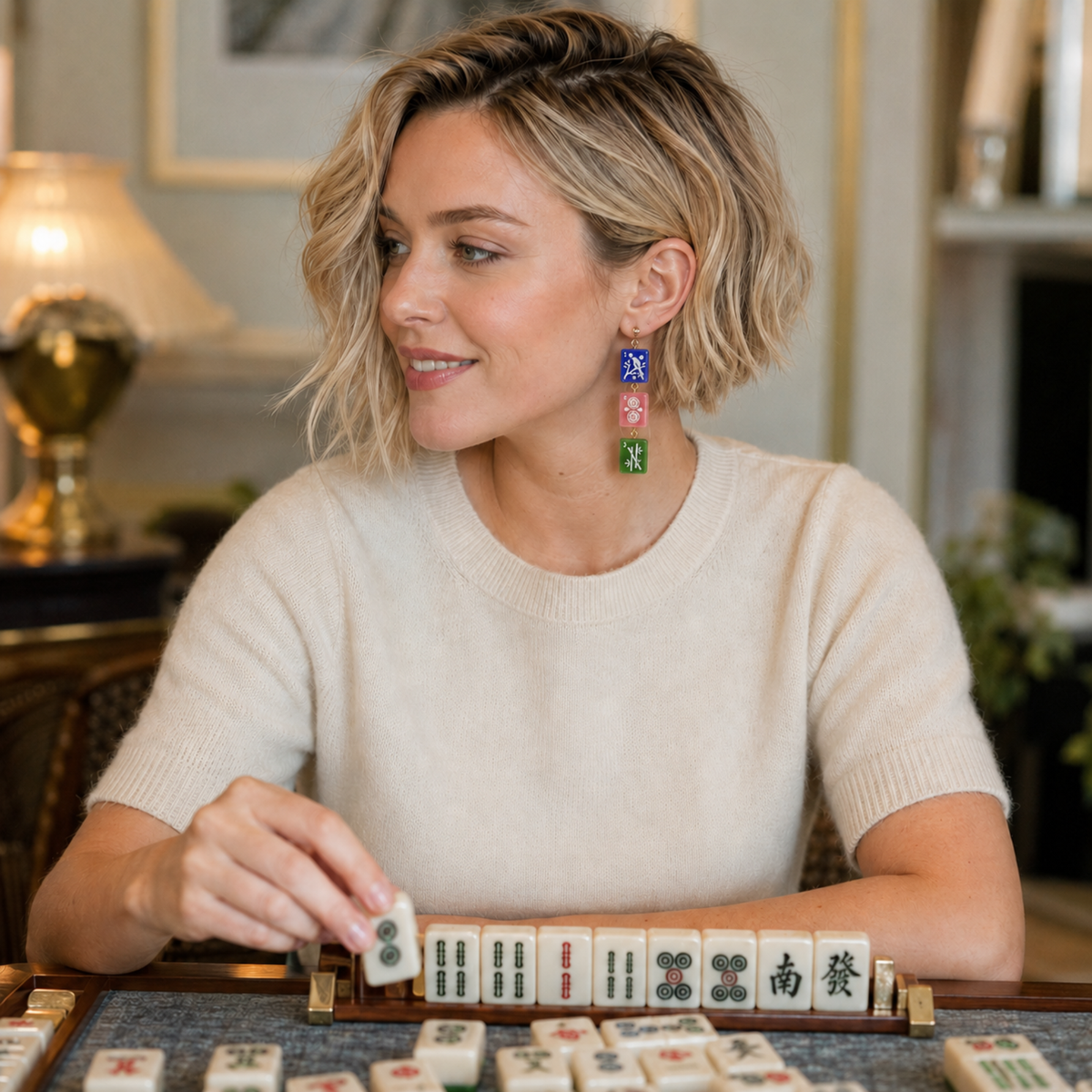Ellison+Young Mahjong Triple Tile Drop Earrings