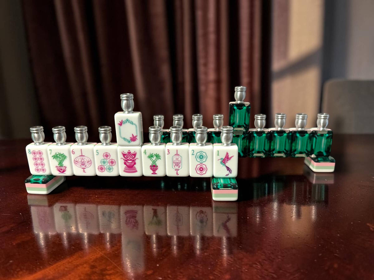 Handmade Mahjong Menorah Collection: Coastal Lapis Acrylic