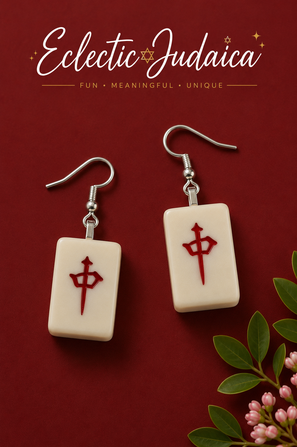 Genuine Mah Jong Tile Earrings