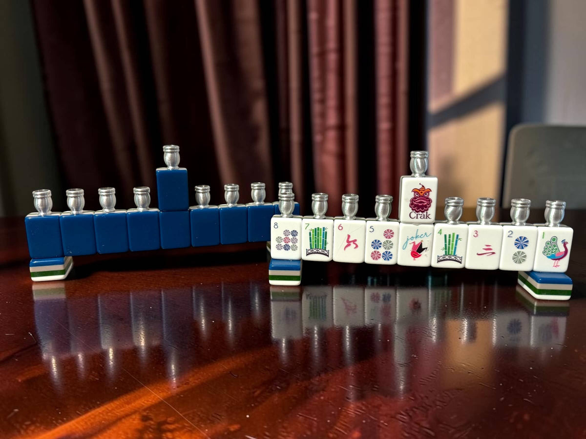 Handmade Mahjong Menorah Collection: Coastal Lapis Acrylic