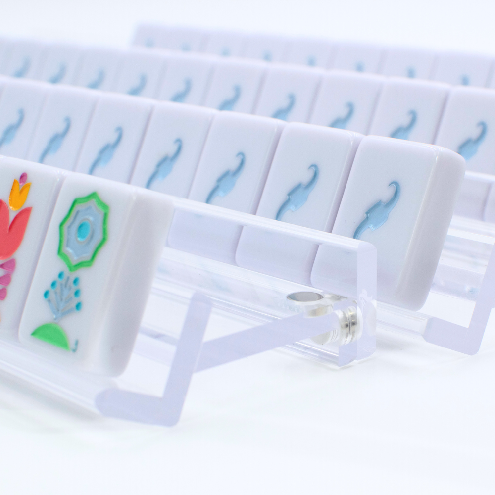 MAHJONG RACKS | Premium Acrylic | 4 Racks + 4 Pushers: Solid Indigo Blue