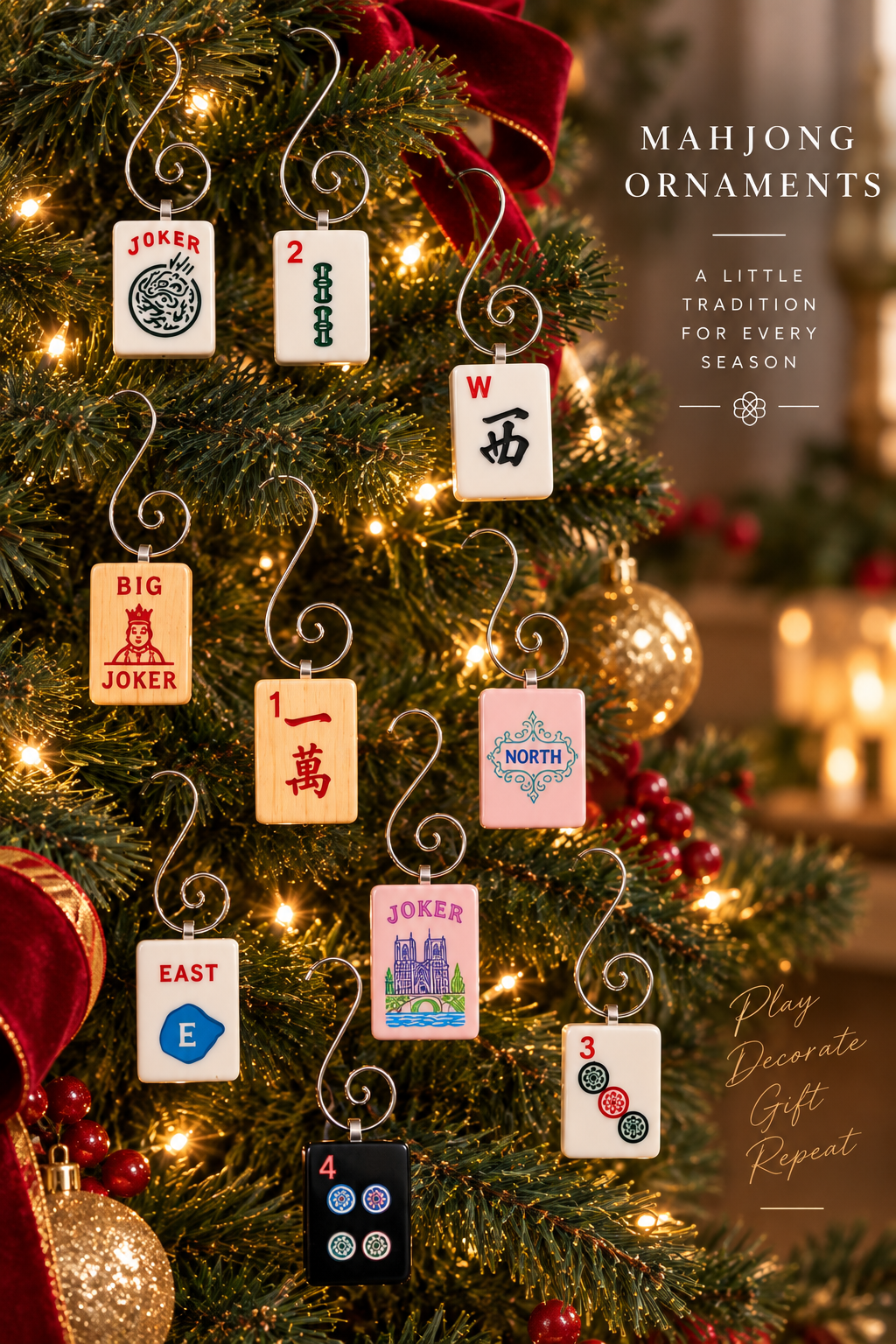 Genuine Mah Jong Tile Ornament: Cream
