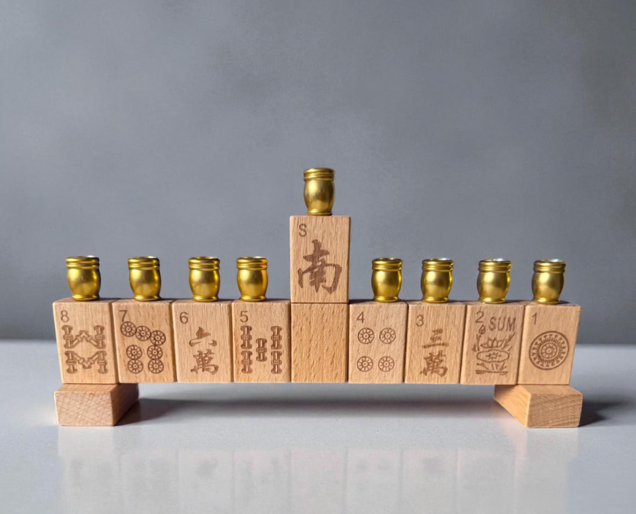 Handmade Mahjong Menorah Collection: Coastal Lapis Acrylic