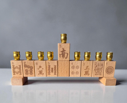 Handmade Mahjong Menorah Collection: Coastal Lapis Acrylic