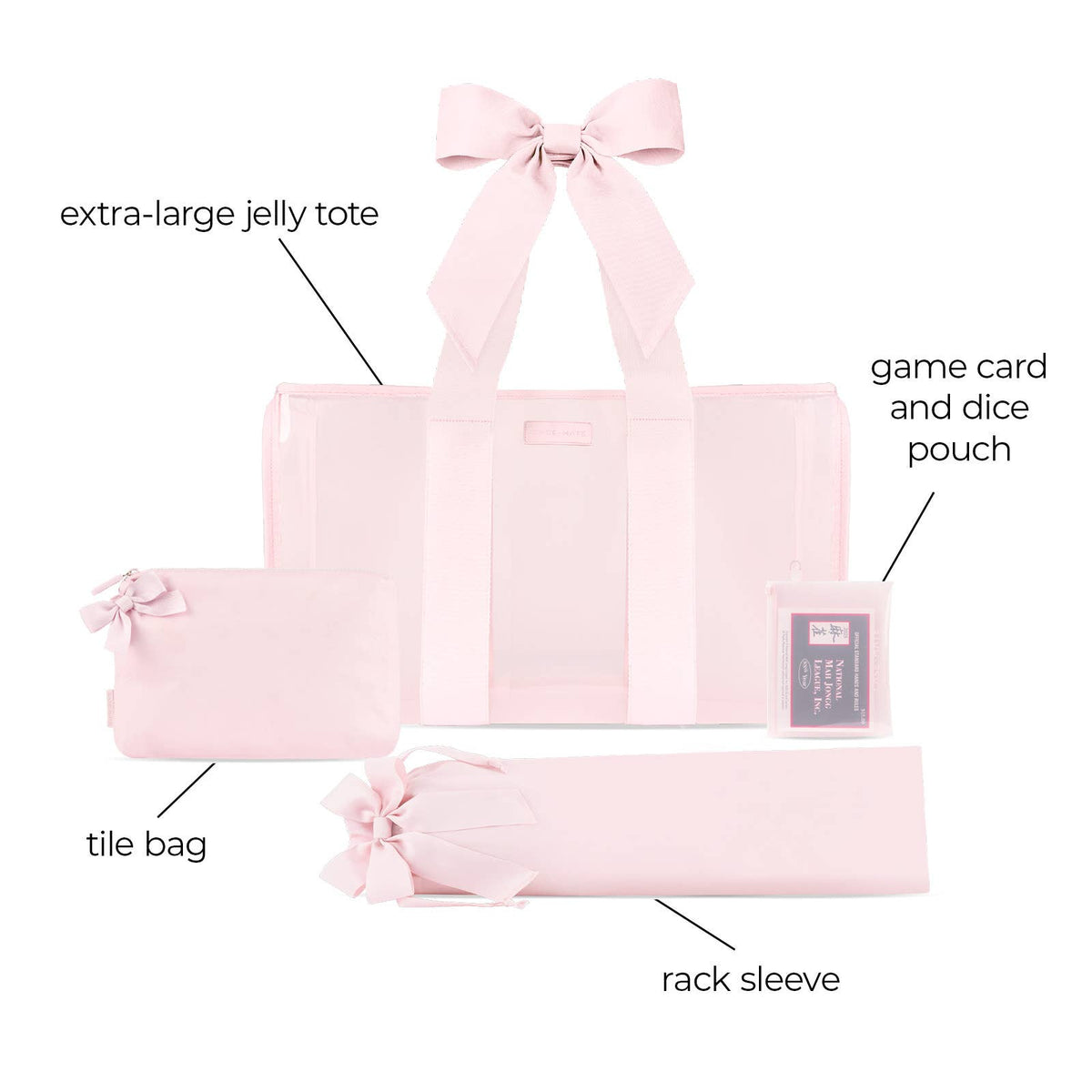 Case-Mate Mahjong Jelly Tote Set: Ballet Pink Bow