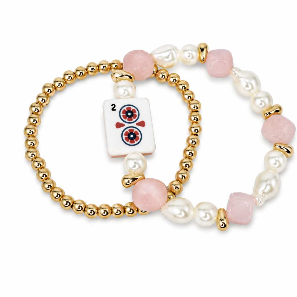 Ellison+Young Mahjong Tile Beaded Bracelet, 2-Piece Set: Midnight Joker