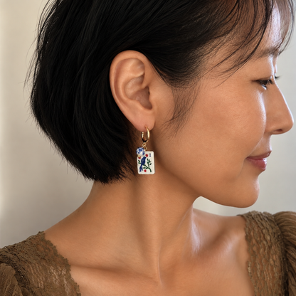 Ellison + Young Mahjong Tile Charm Hoop Earrings: Jade Bamboo