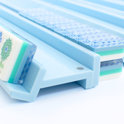 MAHJONG RACKS | Premium Acrylic | 4 Racks + 4 Pushers: Solid Macaron Blue