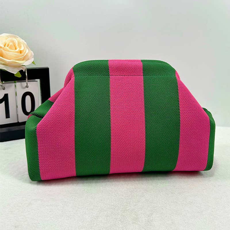 Woodland Color-block Striped Knit Tile Clutch in Various colors