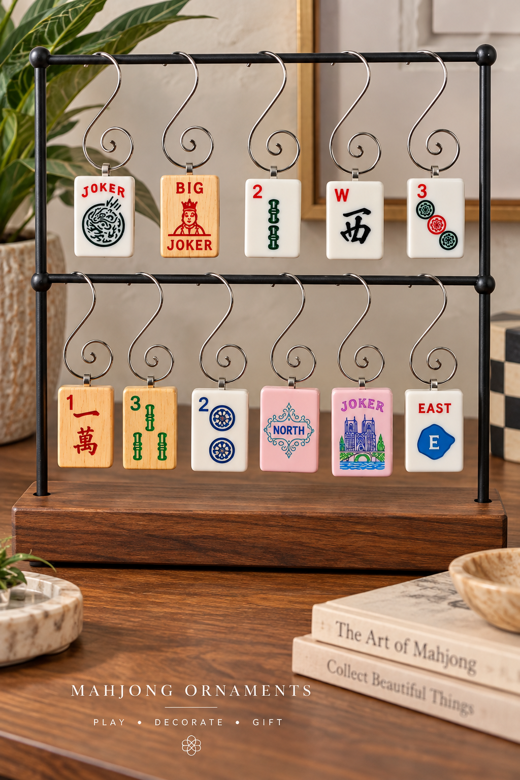 Genuine Mah Jong Tile Ornament: Cream