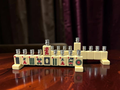 Handmade Mahjong Menorah Collection: Coastal Lapis Acrylic