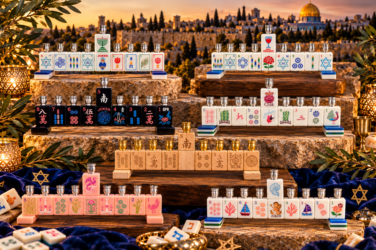 Handmade Mahjong Menorah Collection: Coastal Lapis Acrylic