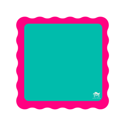 MAHJONG MAT  |  Color Wave  |  31" x 31": Green Center- Pink Scallop