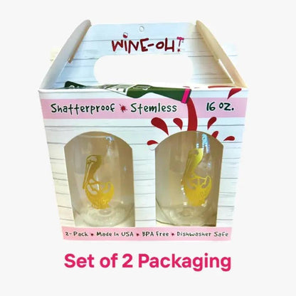 MAHJONG Unbreakable Tritan Plastic Stemless Wine Tumblers: 4pk