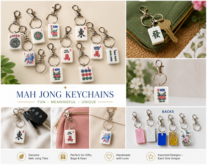 Real Mahjong Tile Keychains: Coastal Lapiz