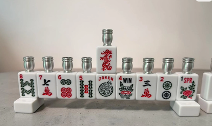 Handmade Mahjong Menorah Collection: Coastal Lapis Acrylic