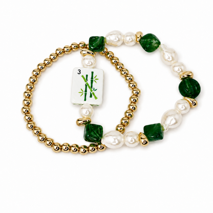 Ellison+Young Mahjong Tile Beaded Bracelet, 2-Piece Set: Midnight Joker