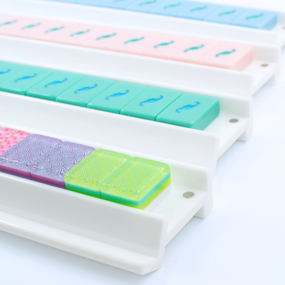 MAHJONG RACKS | Premium Acrylic | 4 Racks + 4 Pushers: Solid Indigo Blue