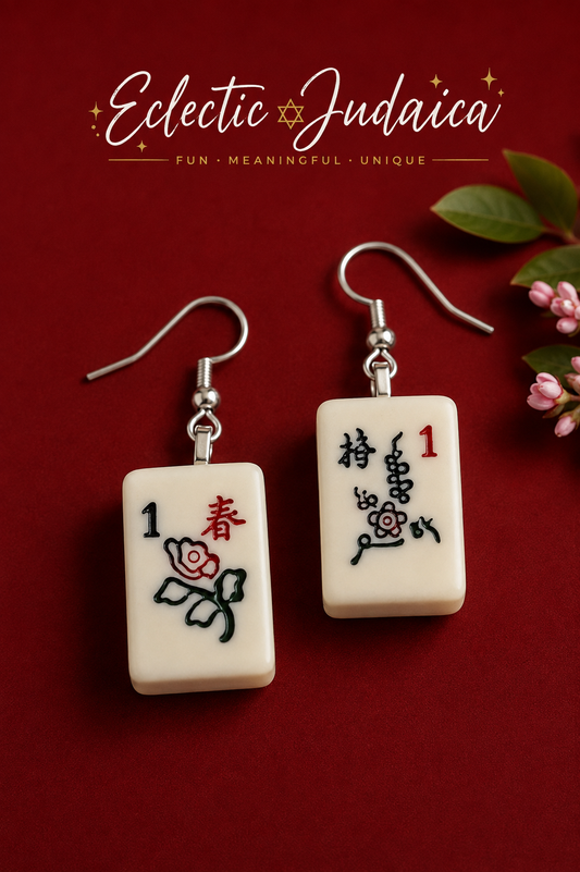 Genuine Mah Jong Tile Earrings