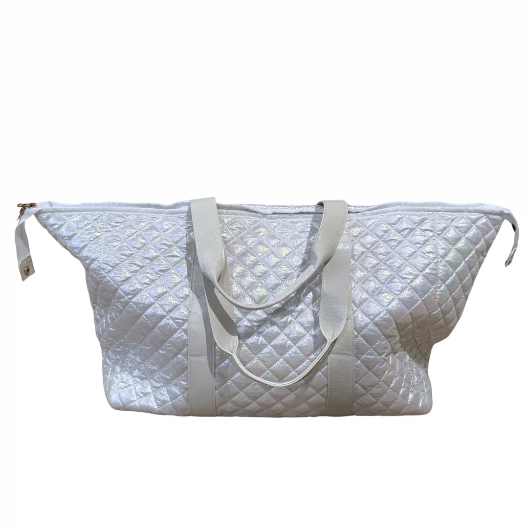 Bespoke Mahjong Patch Perfect Quilted Tote - Iridescent White
